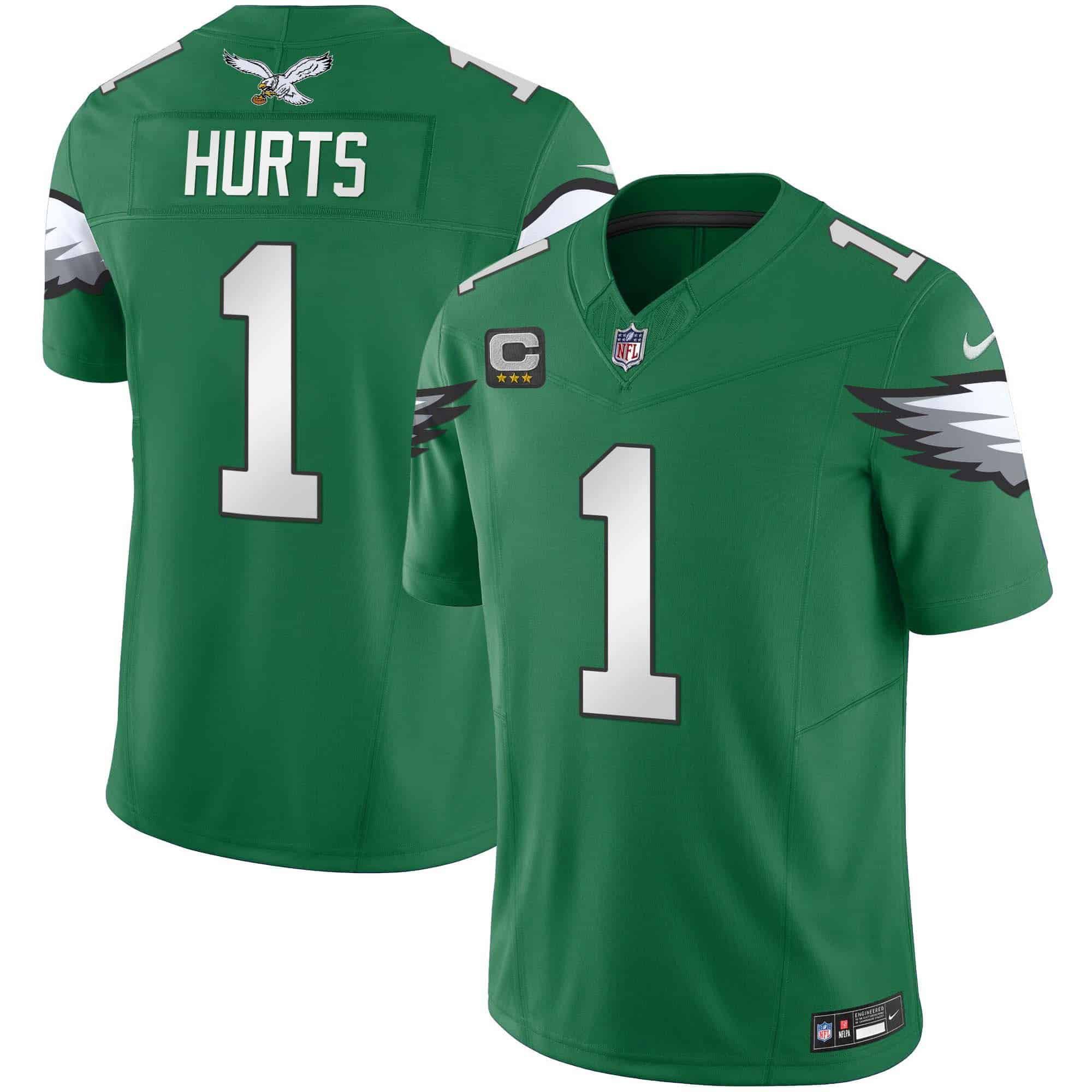 Men Philadelphia Eagles 1 Hurts Green 2024 Nike Vapor Limited NFL Jersey